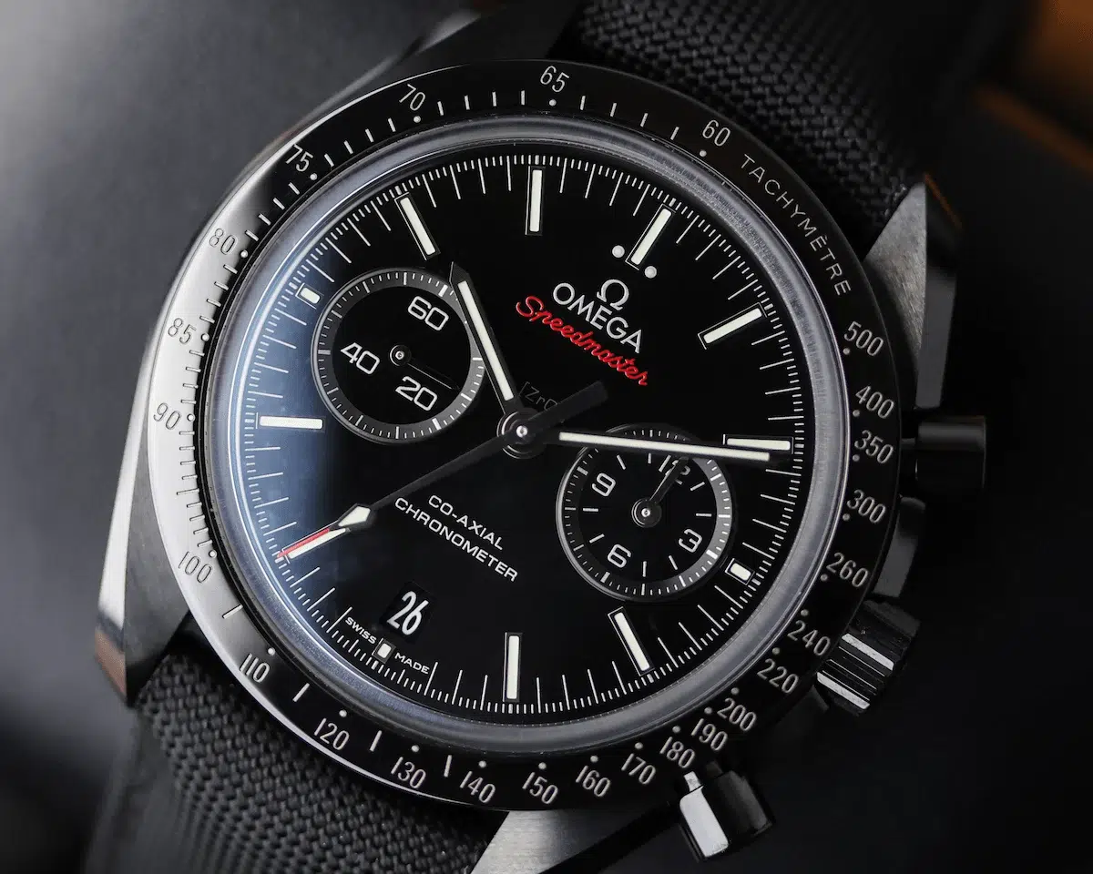 Omega Speedmaster Dark Side of the Moon black ceramic case with chronograph dial