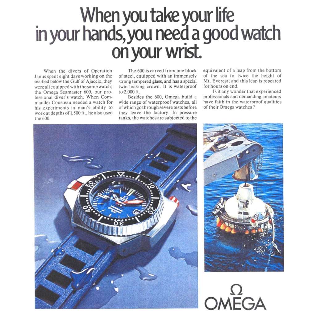 vintage omega seamaster ploprof advertisement 600m