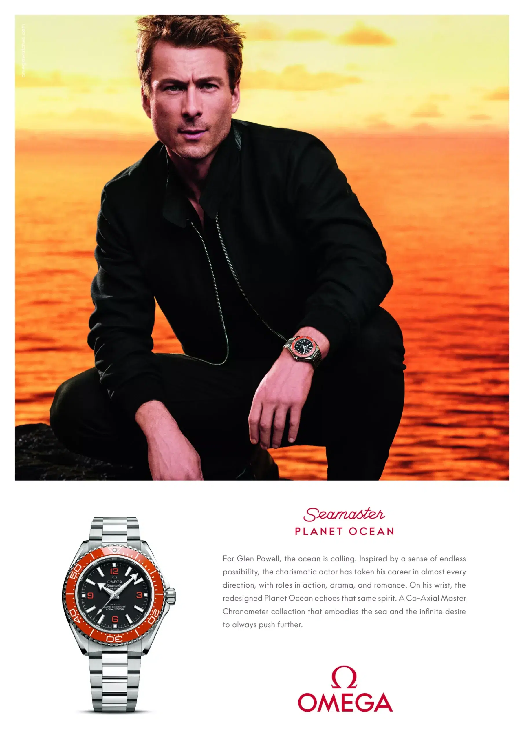 Glen Powell OMEGA's Seamaster Planet Ocean