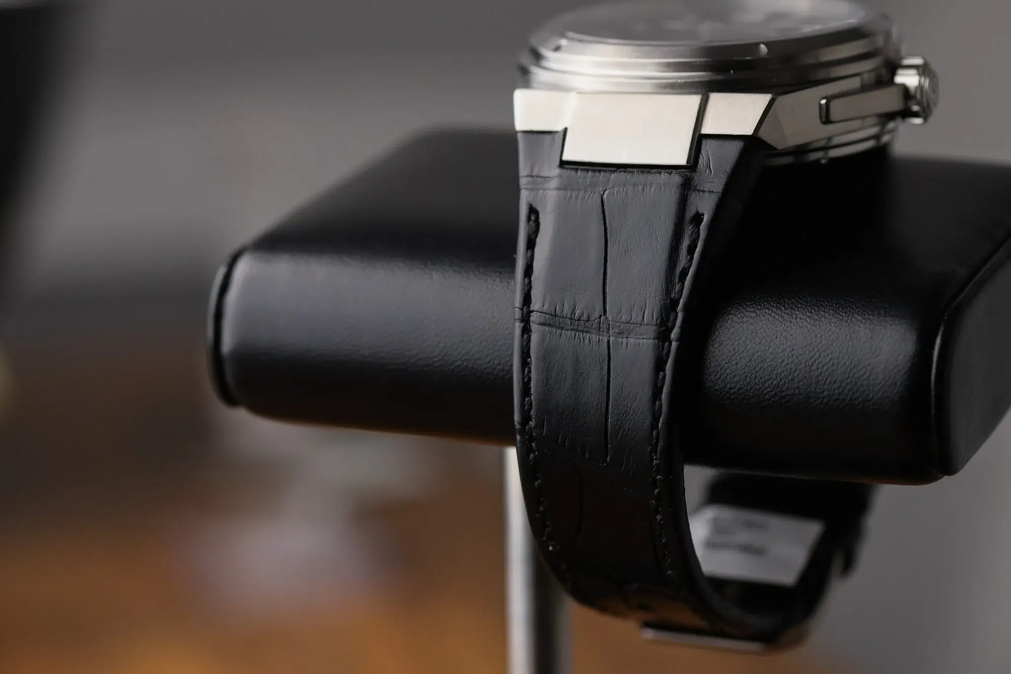 Black leather strap and stainless steel case of IWC Big Ingenieur 45.5mm