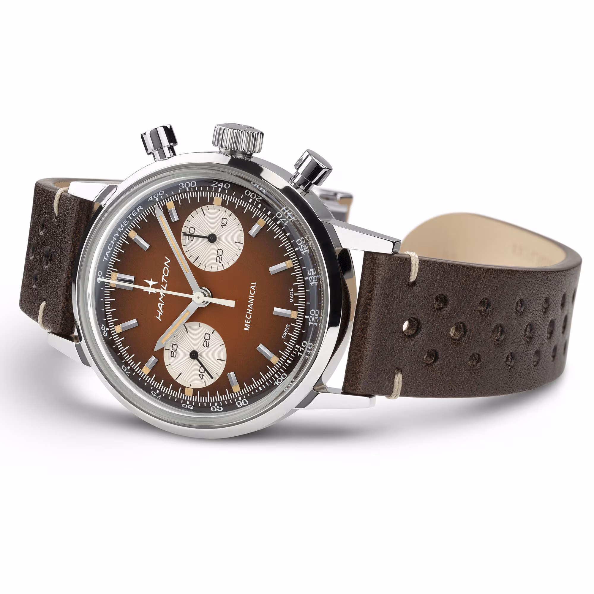 American Classic Intra-matic Chronograph H brown dial on its side