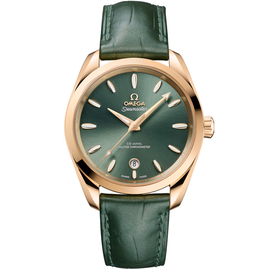 Omega Seamaster Aqua Terra Shades on green leather