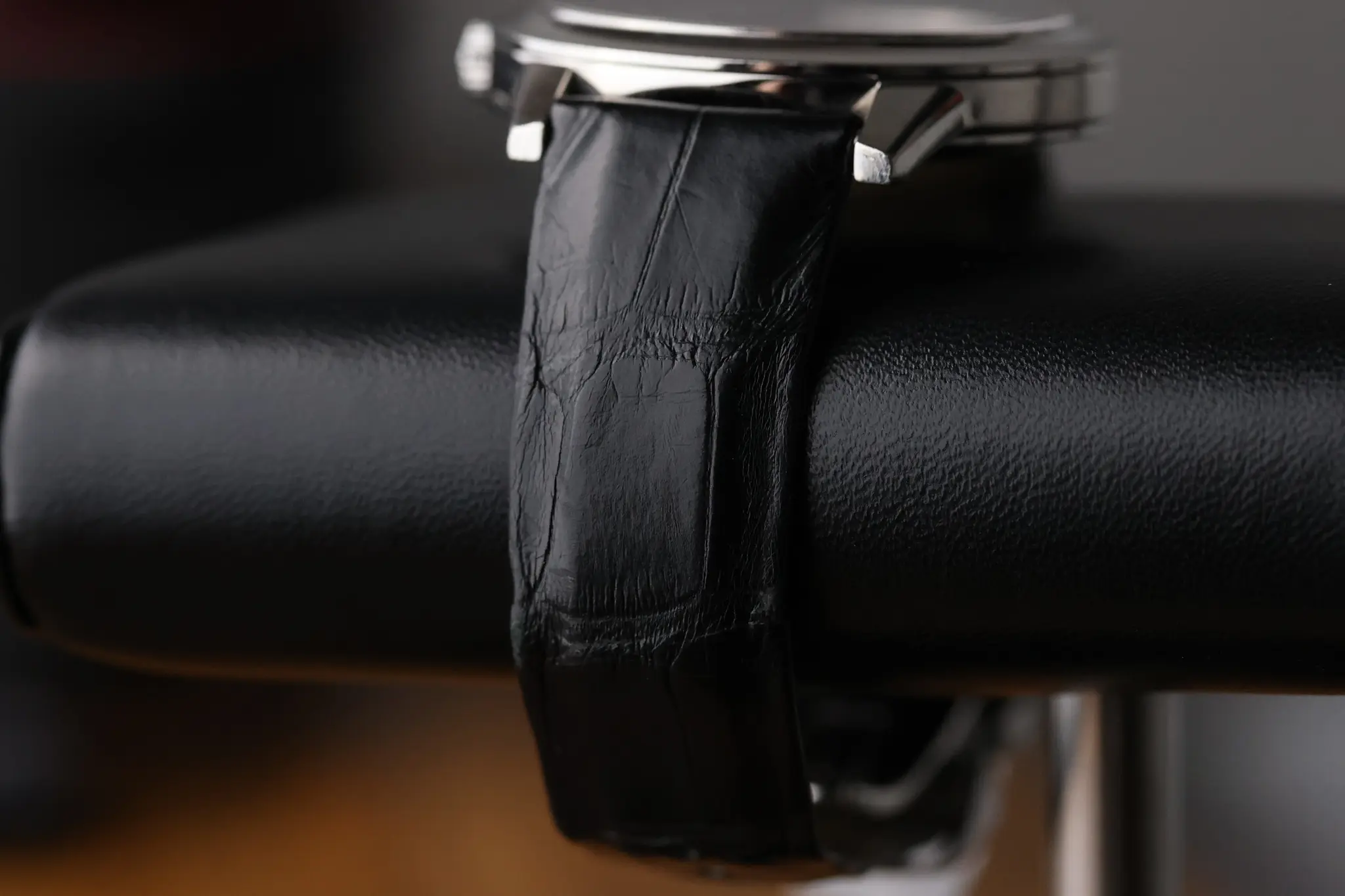Black alligator leather strap on Jaeger-LeCoultre Rendez-Vous Date women’s watch