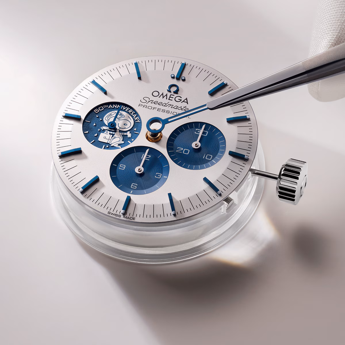 omega snoopy dial disassembled