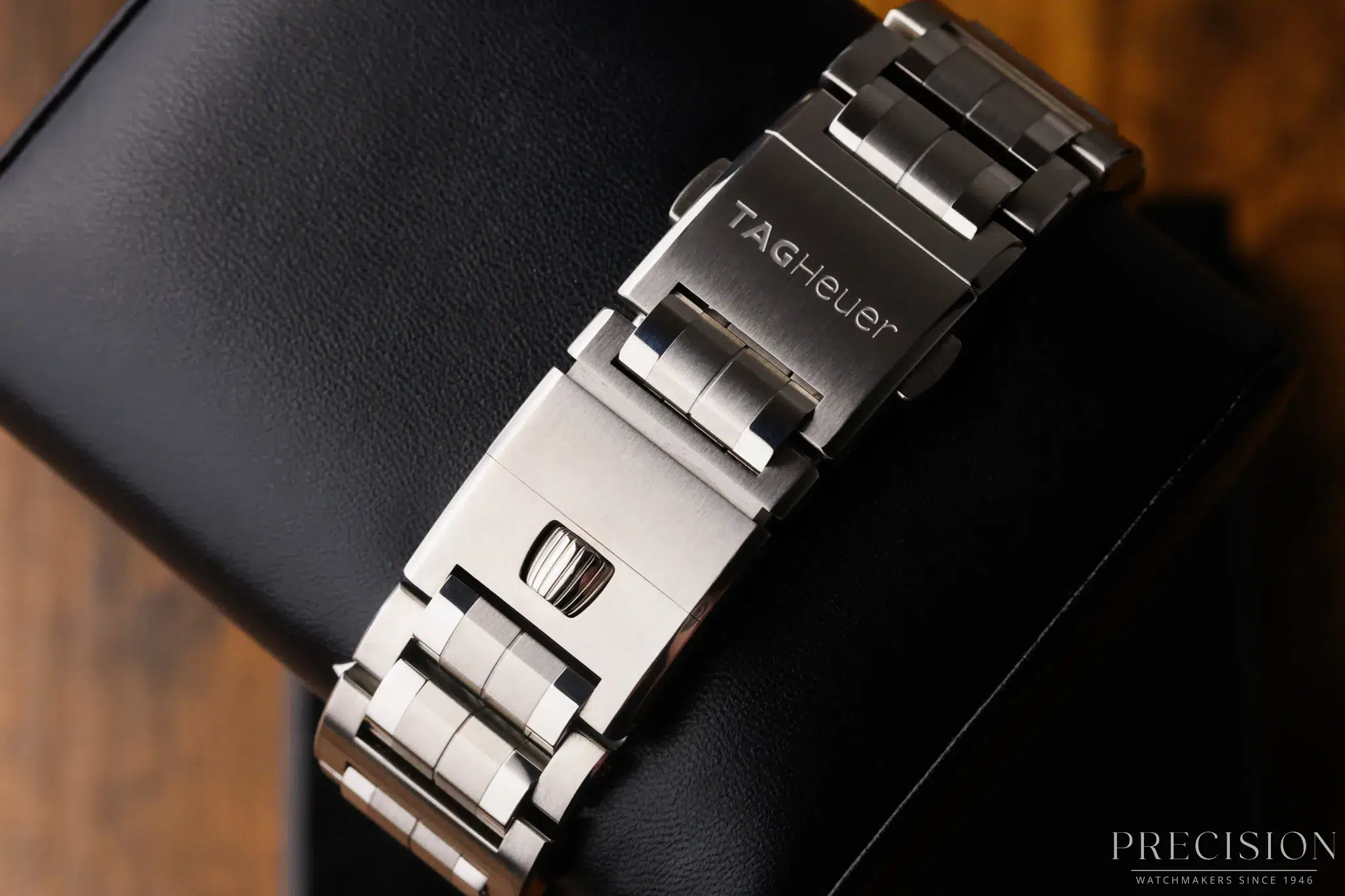 TAG Heuer Monaco LS Chronograph 40.5mm stainless steel bracelet and folding clasp detail