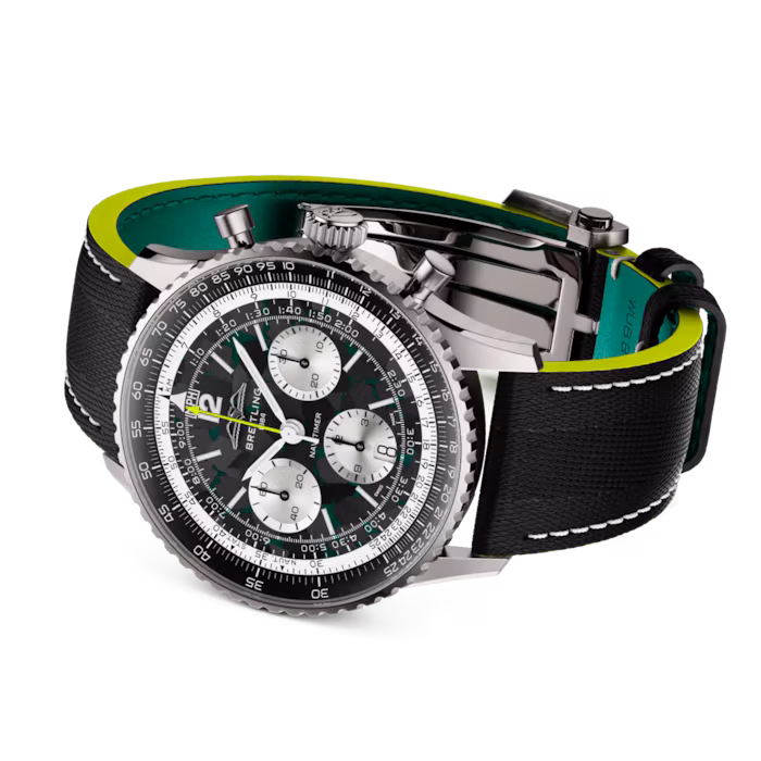 Navitimer B01 Chronograph 43 Aston Martin on its side