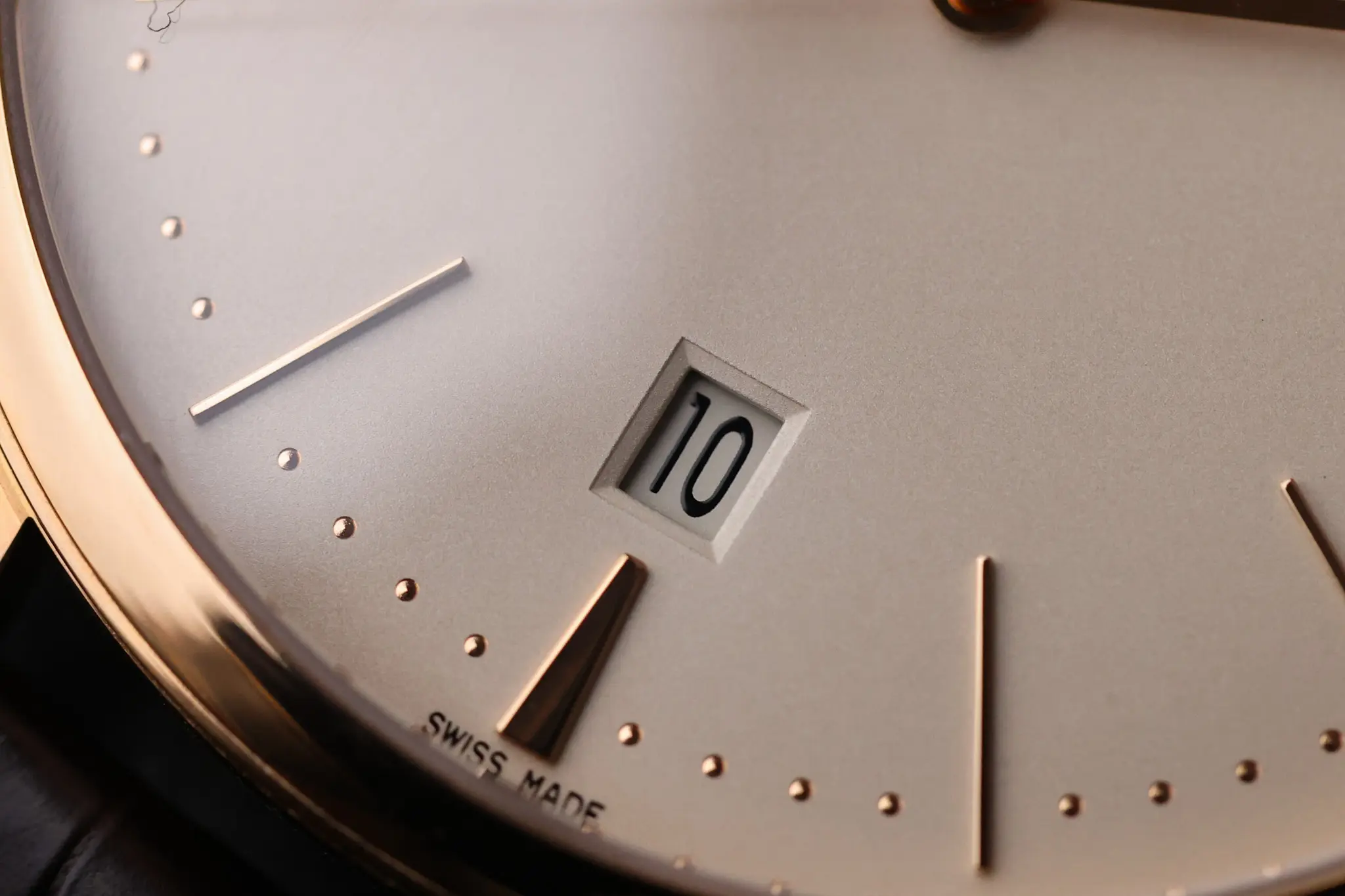 Detail of Vacheron Constantin Patrimony 40mm date window and minimalist dial design