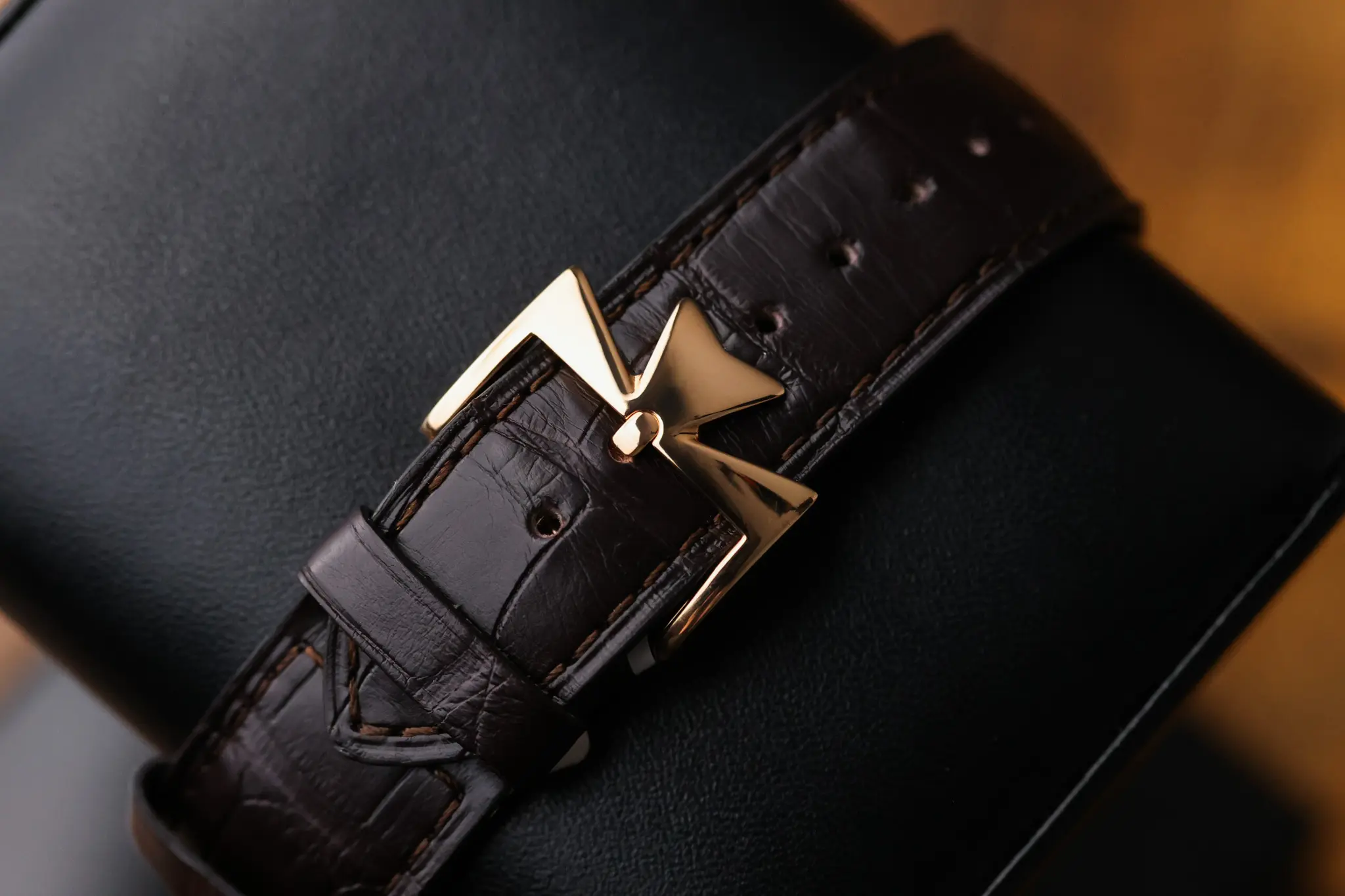 Vacheron Constantin Patrimony brown alligator strap with rose gold Maltese cross clasp