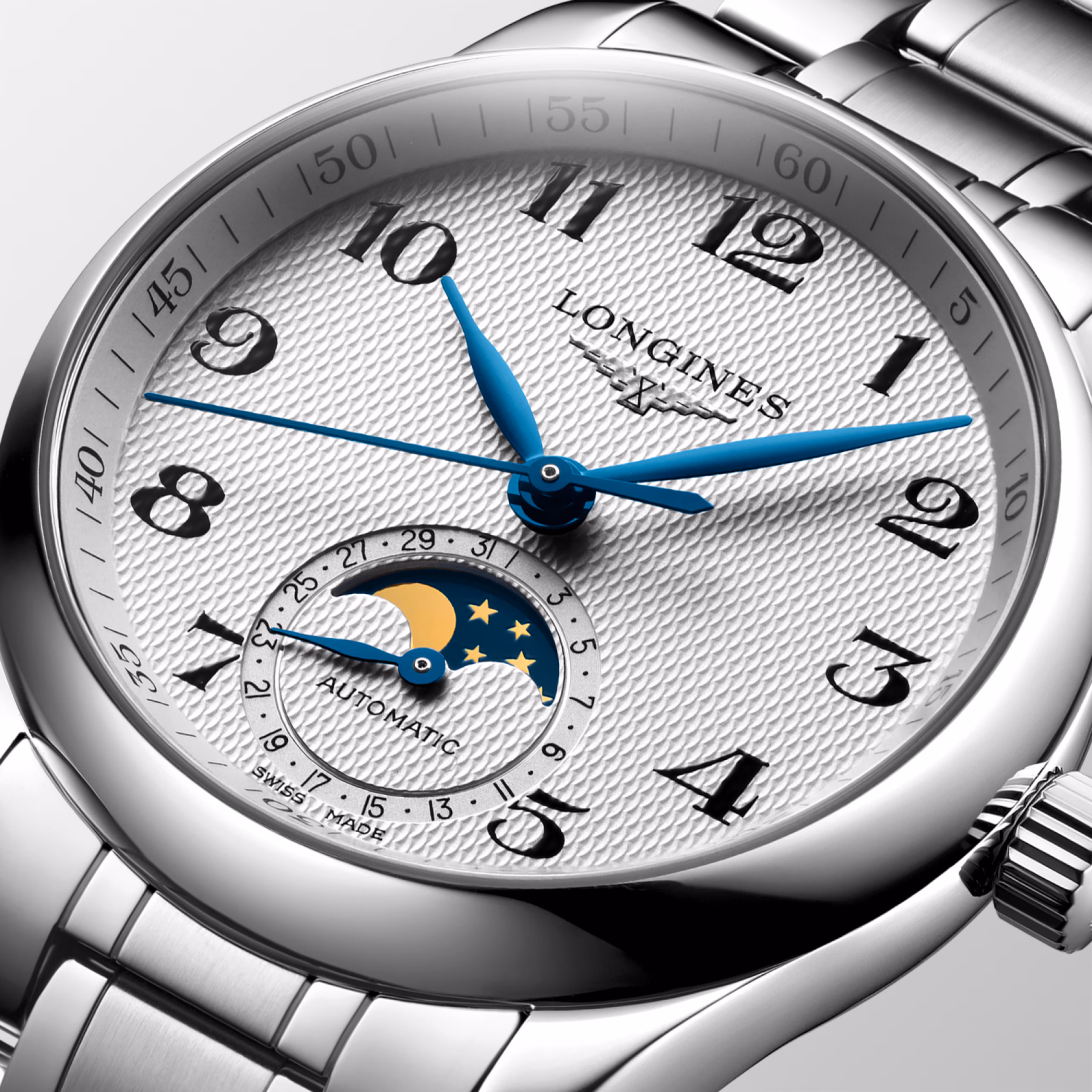 longines master collection moonphase L2.409.4.78.6 close up