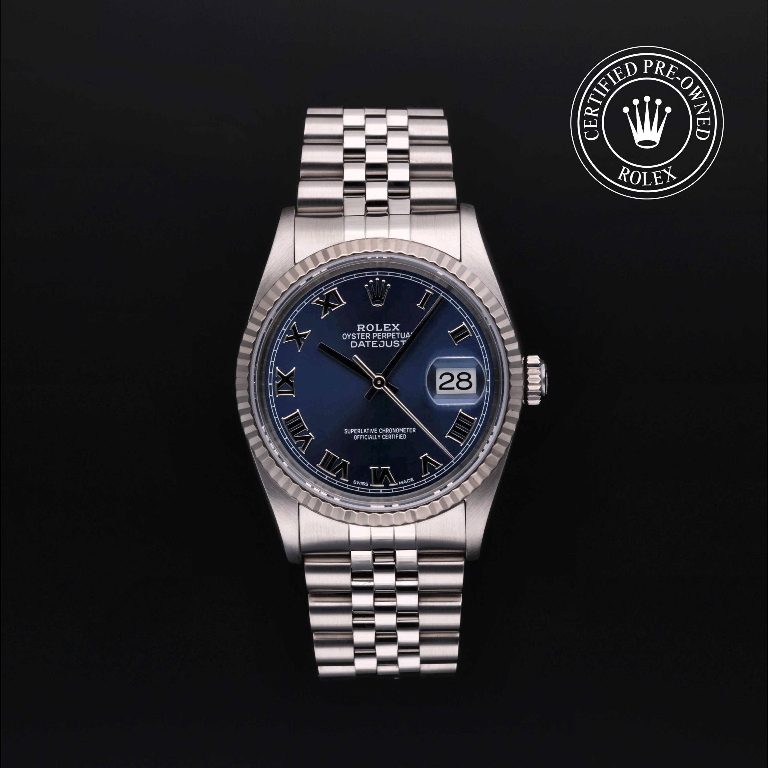 Rolex Certified Pre-Owned Datejust 36mm White Rolesor 2002 Reference 16234