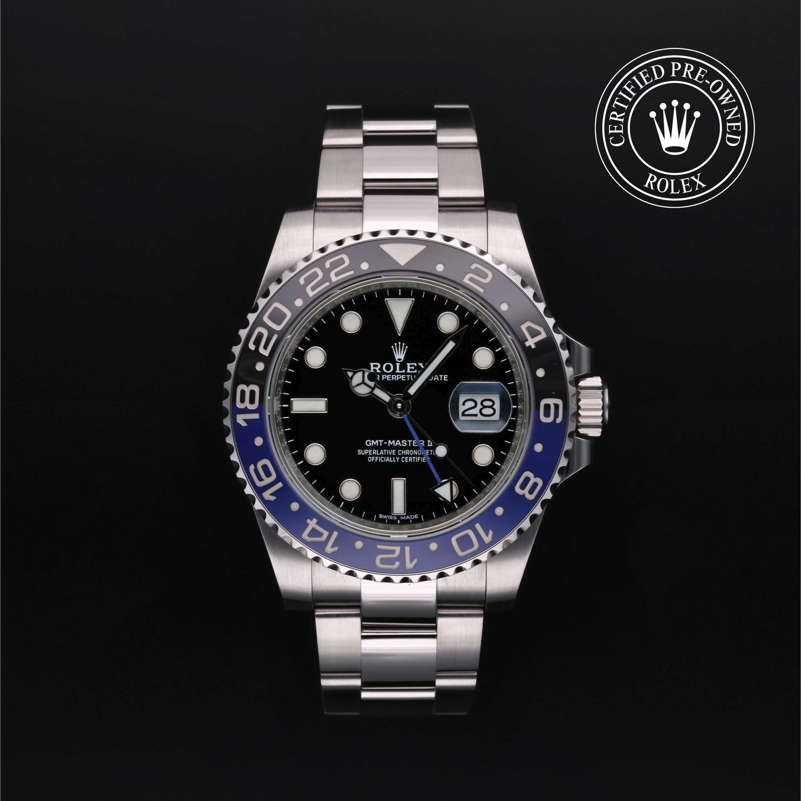 Rolex GMT-Master II Batman 40mm Black Dial Blue Black 24-Hour Bezel Reference 116710BLNR