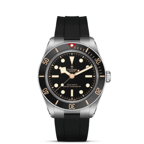 Tudor Black Bay 58 39mm stainless steel watch with black dial and rubber strap