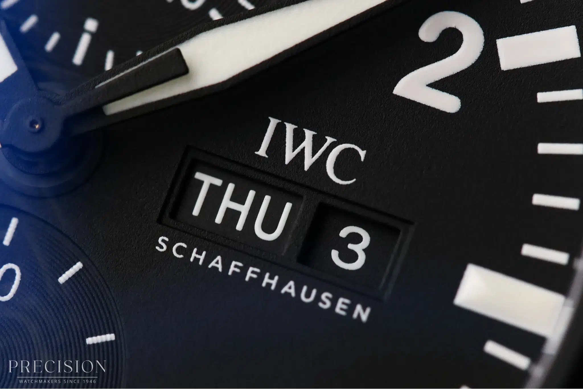IWC Pilot's Watch TOP GUN IW389101 day-date window detail