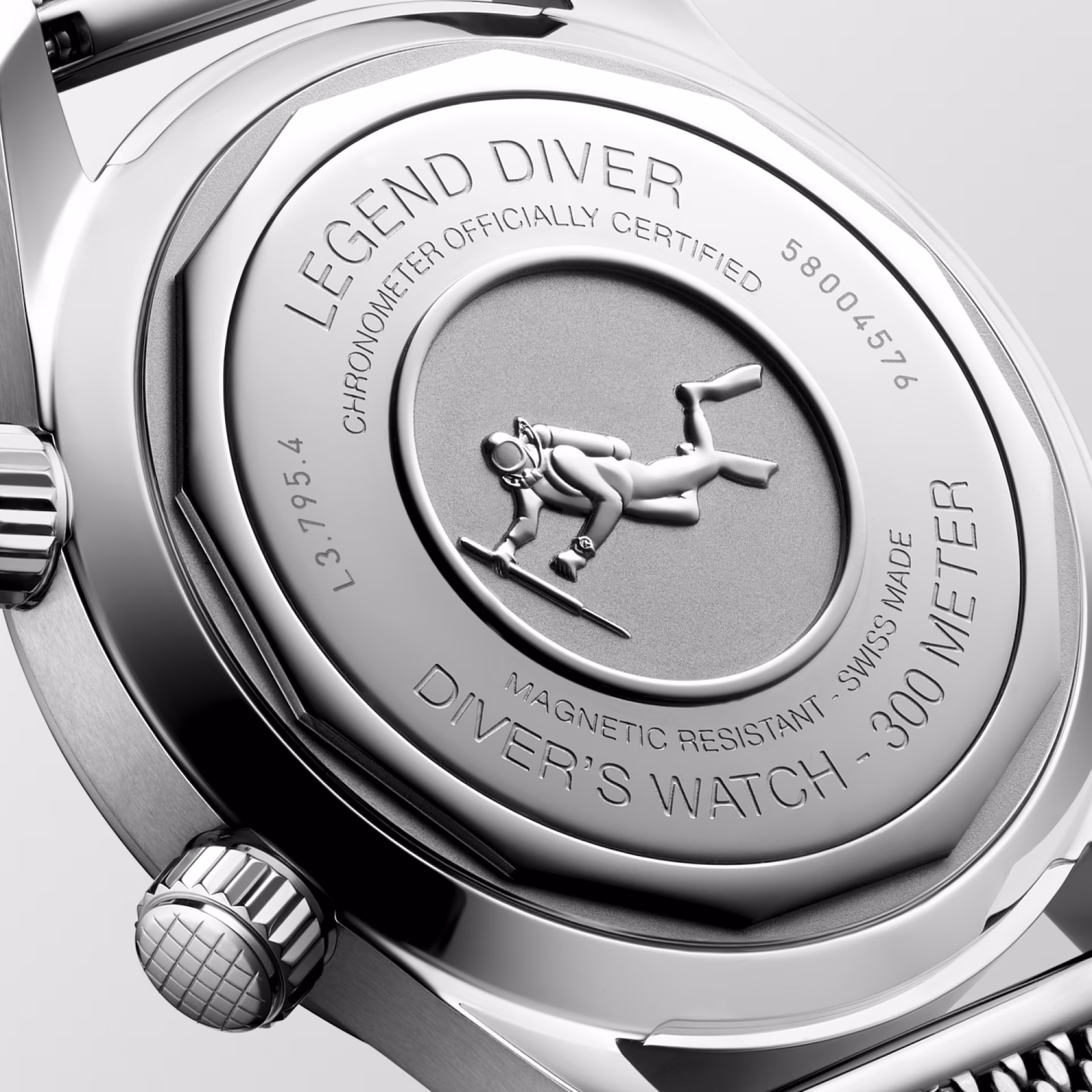 longines diver 59 caseback close up