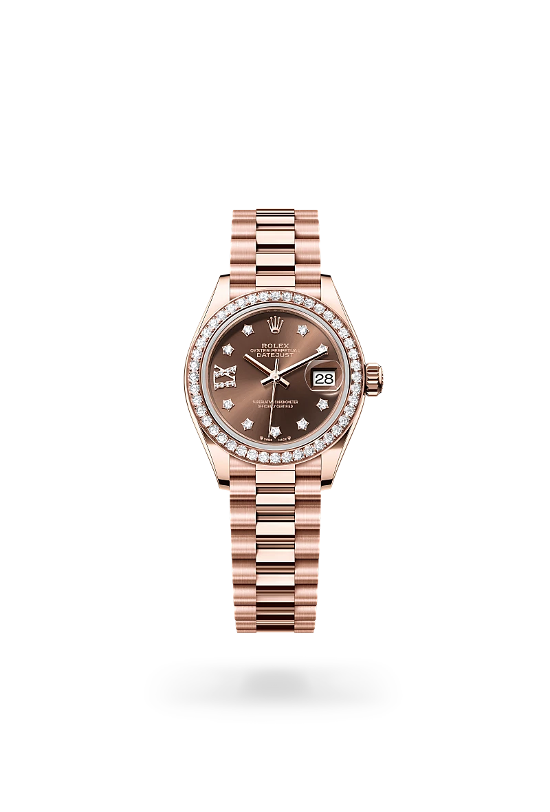 Oyster, 28 mm, Everose gold and diamonds