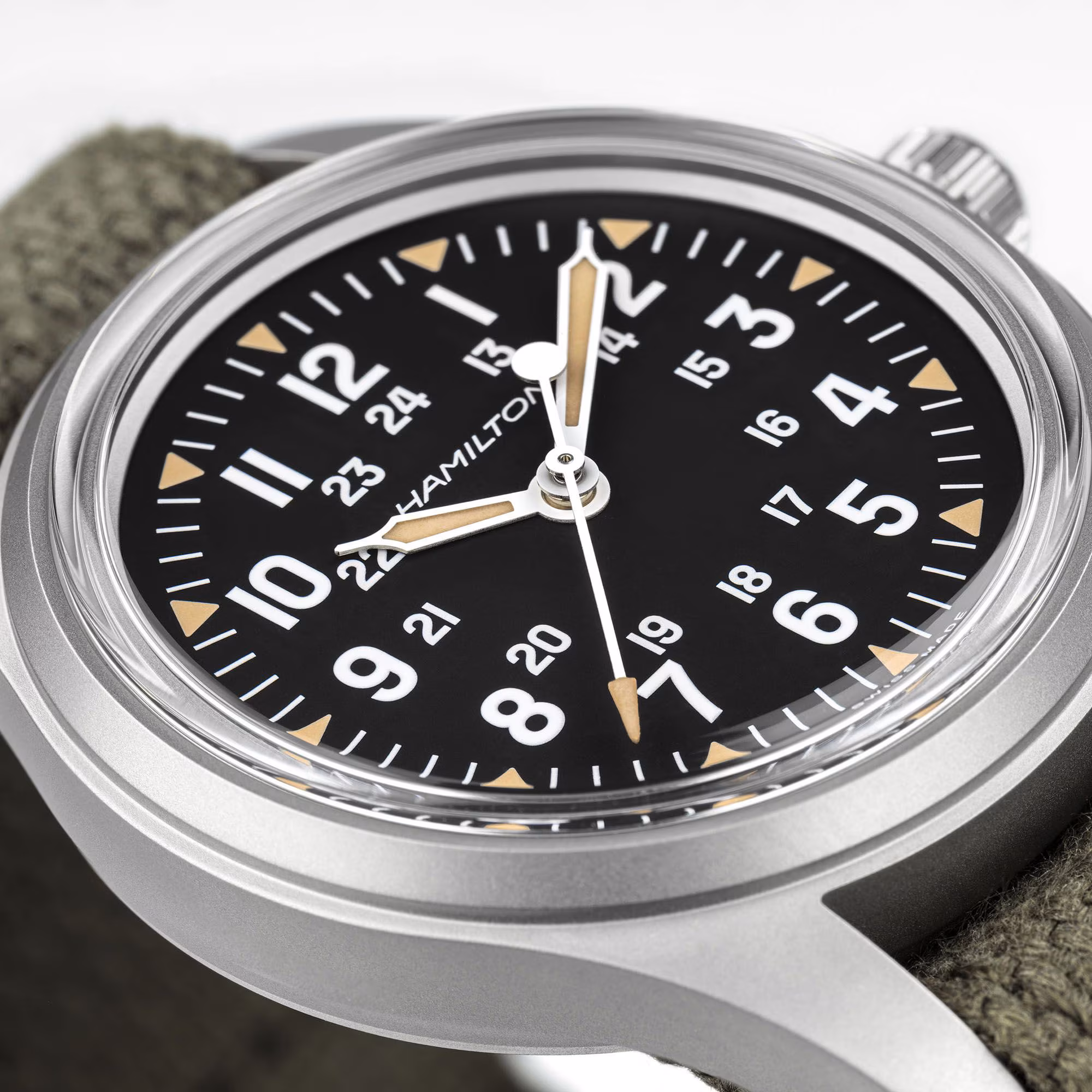 Khaki Field Mechanical 36mm case and side view