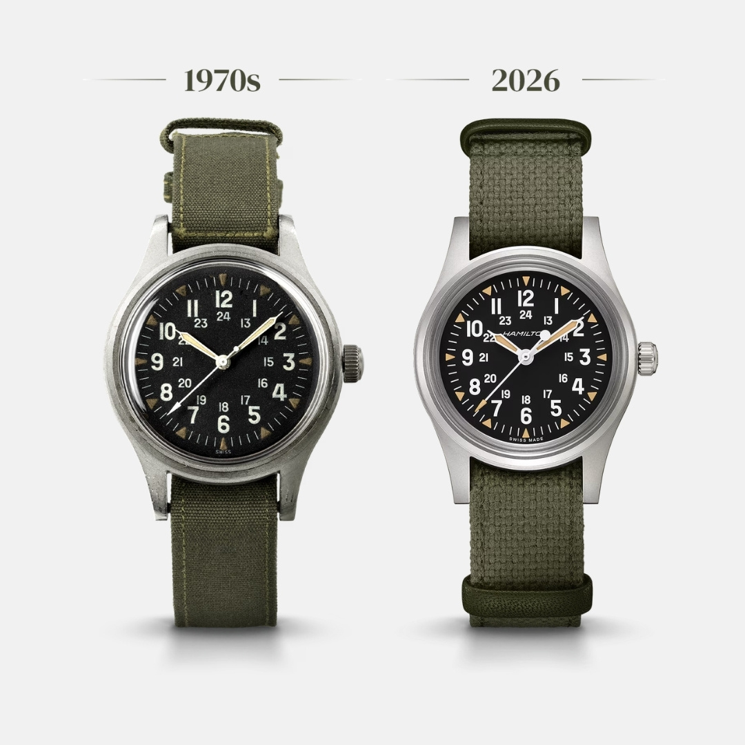 Vintage and new Khaki Field Mechanical side by side