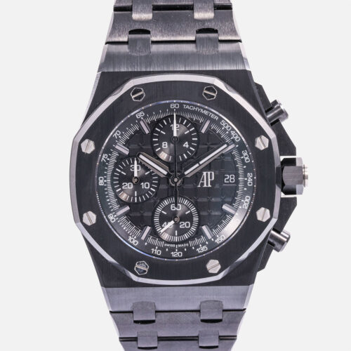 Front view of a pre-owned Audemars Piguet Royal Oak Offshore Selfwinding Chronograph 42mm (Ref. 26238CE.OO.1300CE.02)