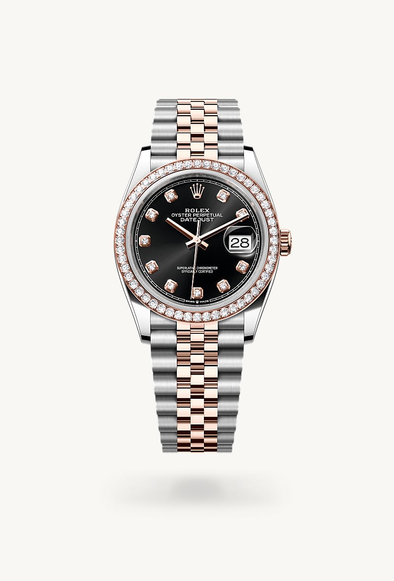 Oyster, 36 mm, Oystersteel, Everose gold and diamonds