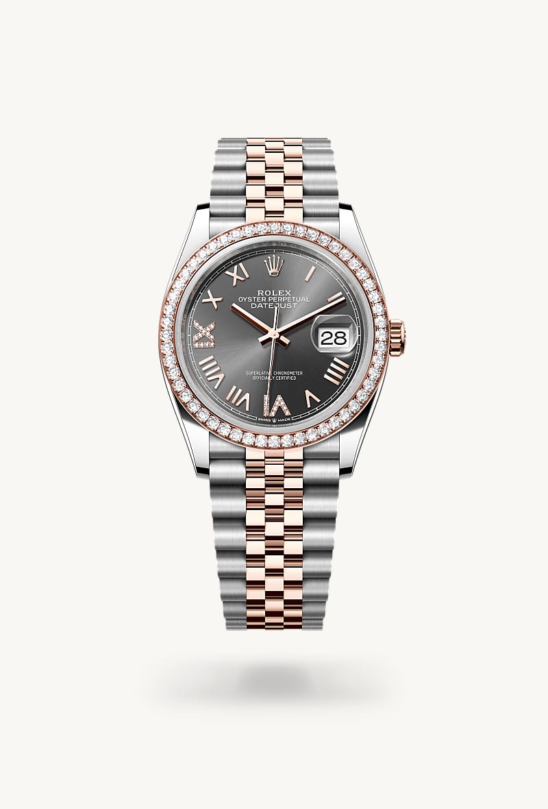 Oyster, 36 mm, Oystersteel, Everose gold and diamonds