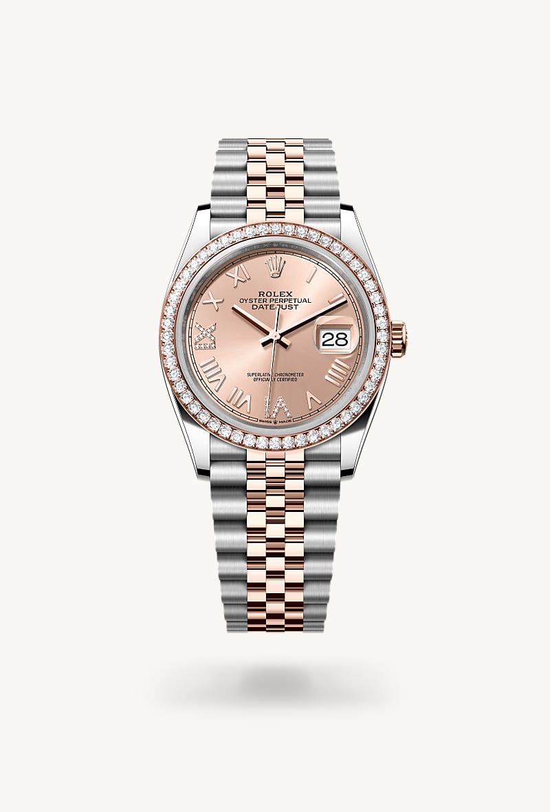 Oyster, 36 mm, Oystersteel, Everose gold and diamonds