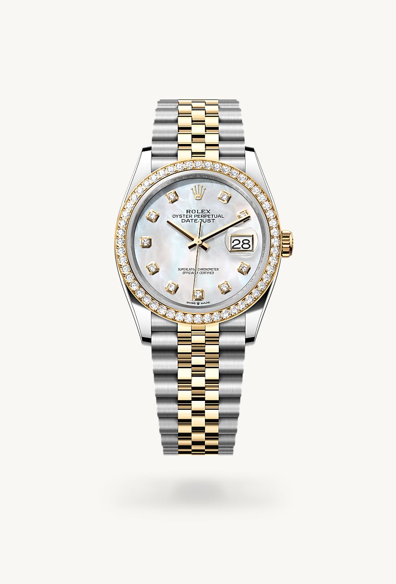 Oyster, 36 mm, Oystersteel, yellow gold and diamonds