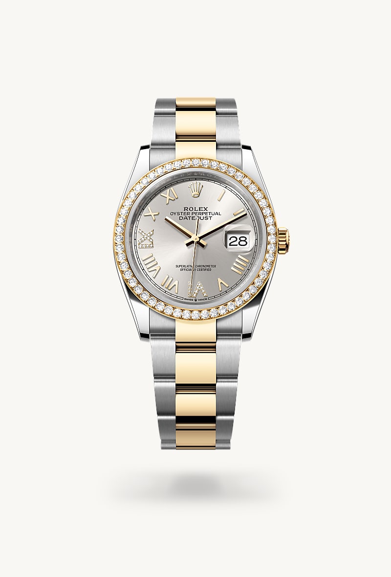Oyster, 36 mm, Oystersteel, yellow gold and diamonds
