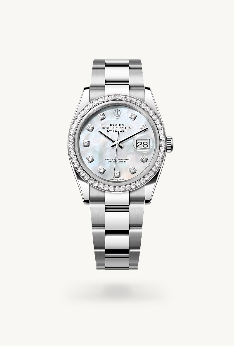 Oyster, 36 mm, Oystersteel, white gold and diamonds