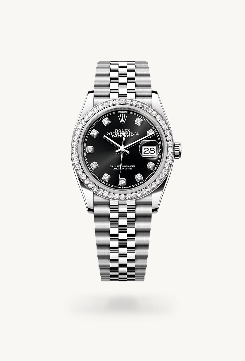Oyster, 36 mm, Oystersteel, white gold and diamonds