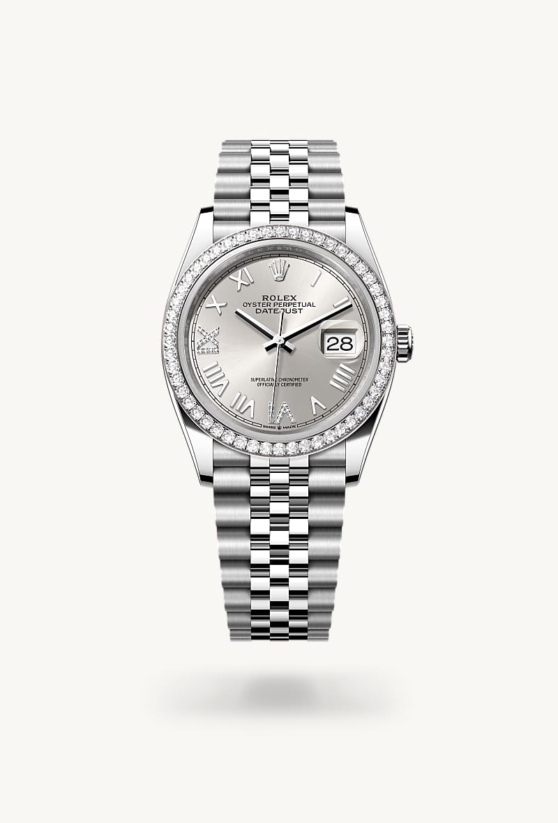 Oyster, 36 mm, Oystersteel, white gold and diamonds