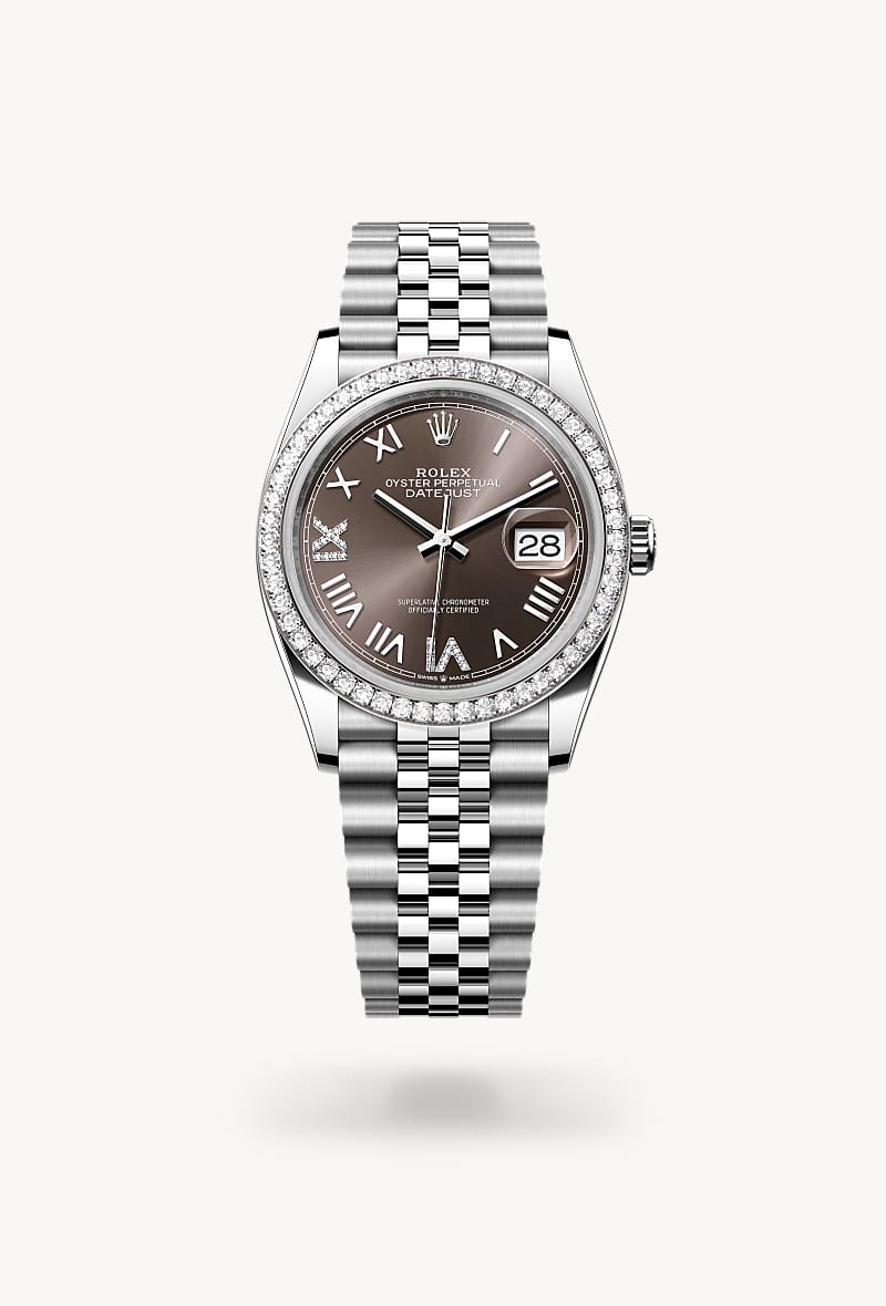 Oyster, 36 mm, Oystersteel, white gold and diamonds