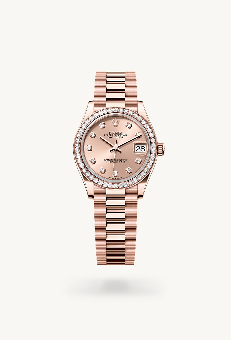 Oyster, 31 mm, Everose gold and diamonds