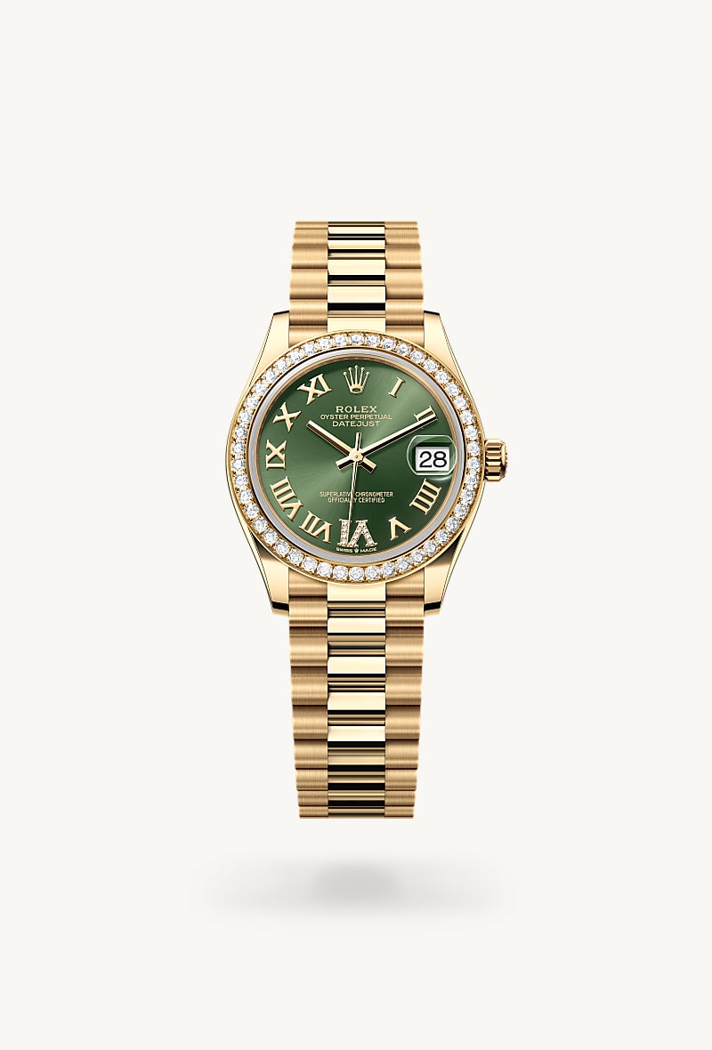 Oyster, 31 mm, yellow gold and diamonds