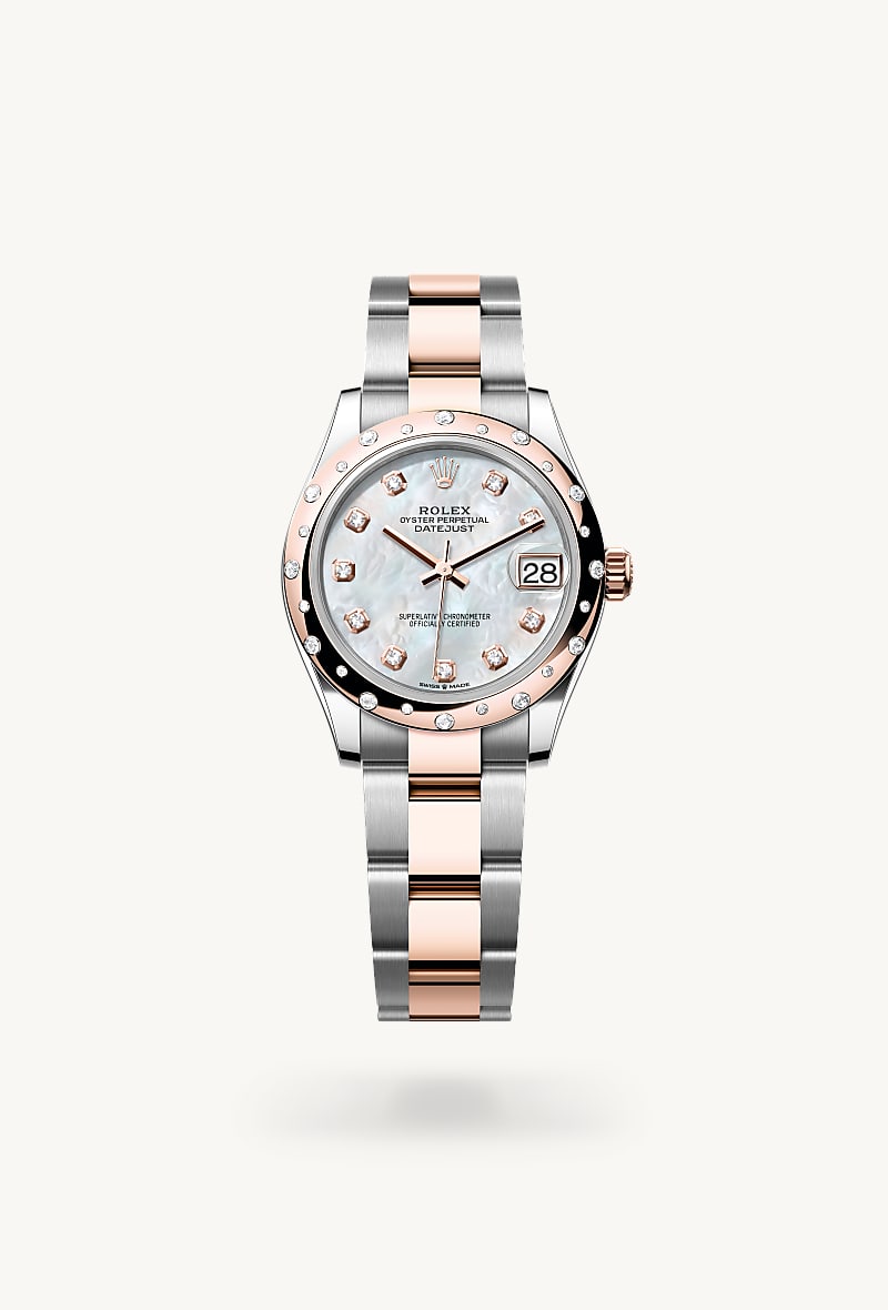 Oyster, 31 mm, Oystersteel, Everose gold and diamonds