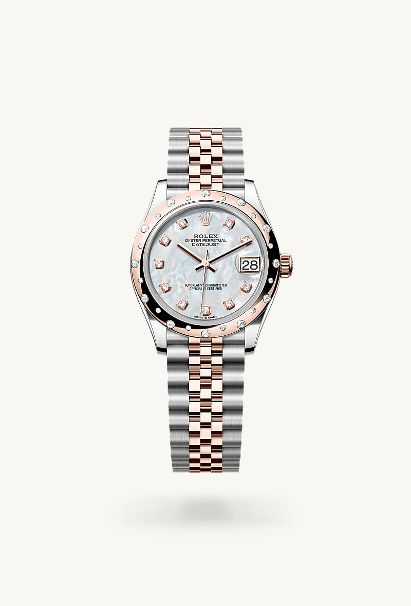 Oyster, 31 mm, Oystersteel, Everose gold and diamonds