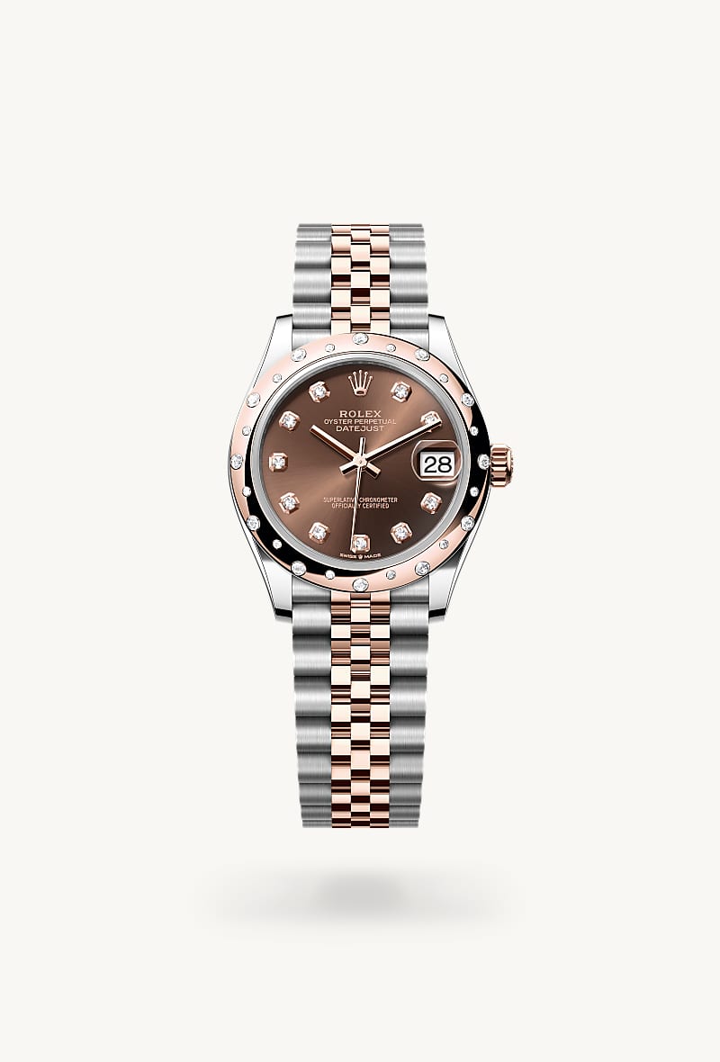 Oyster, 31 mm, Oystersteel, Everose gold and diamonds