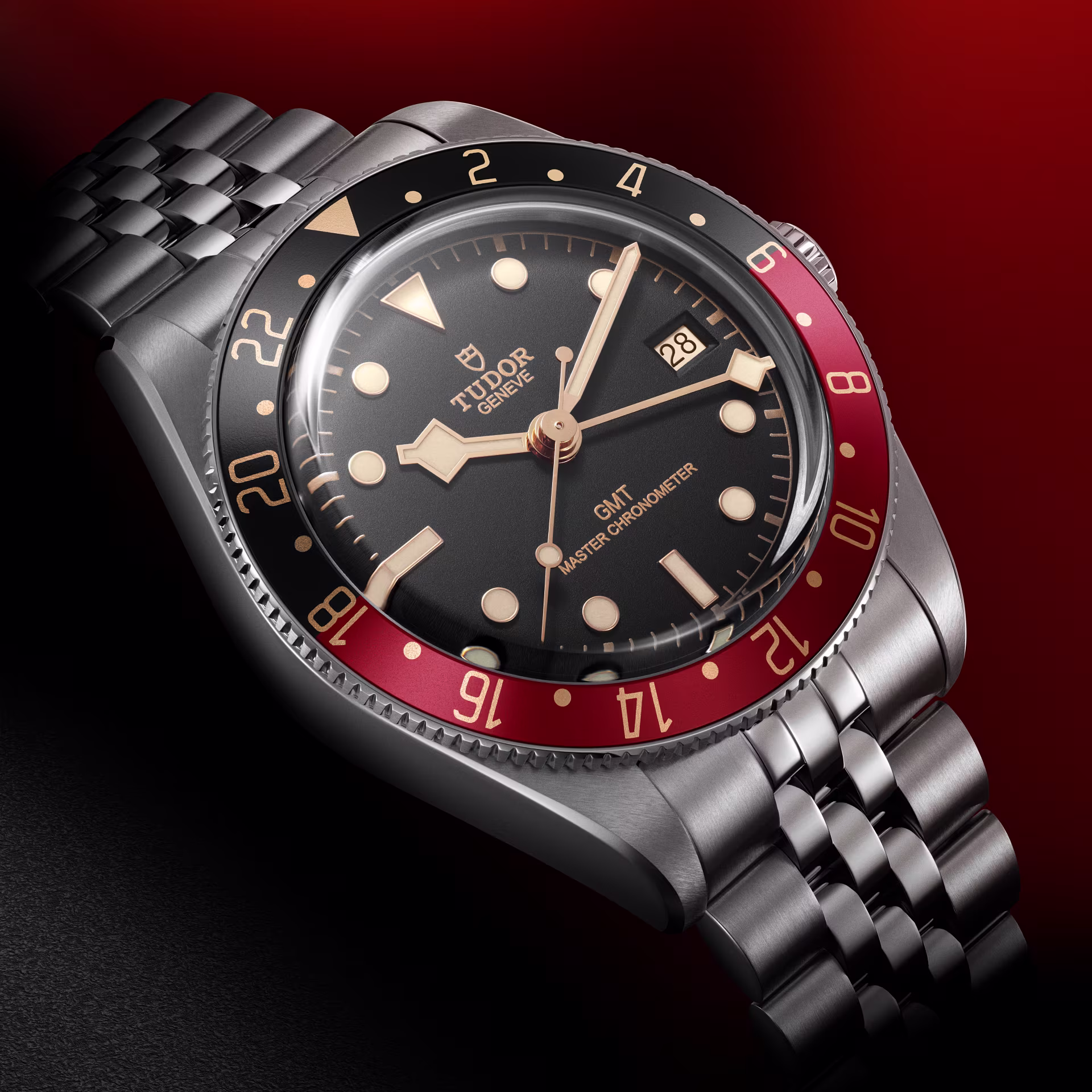 Tudor Black Bay 58 GMT red black background