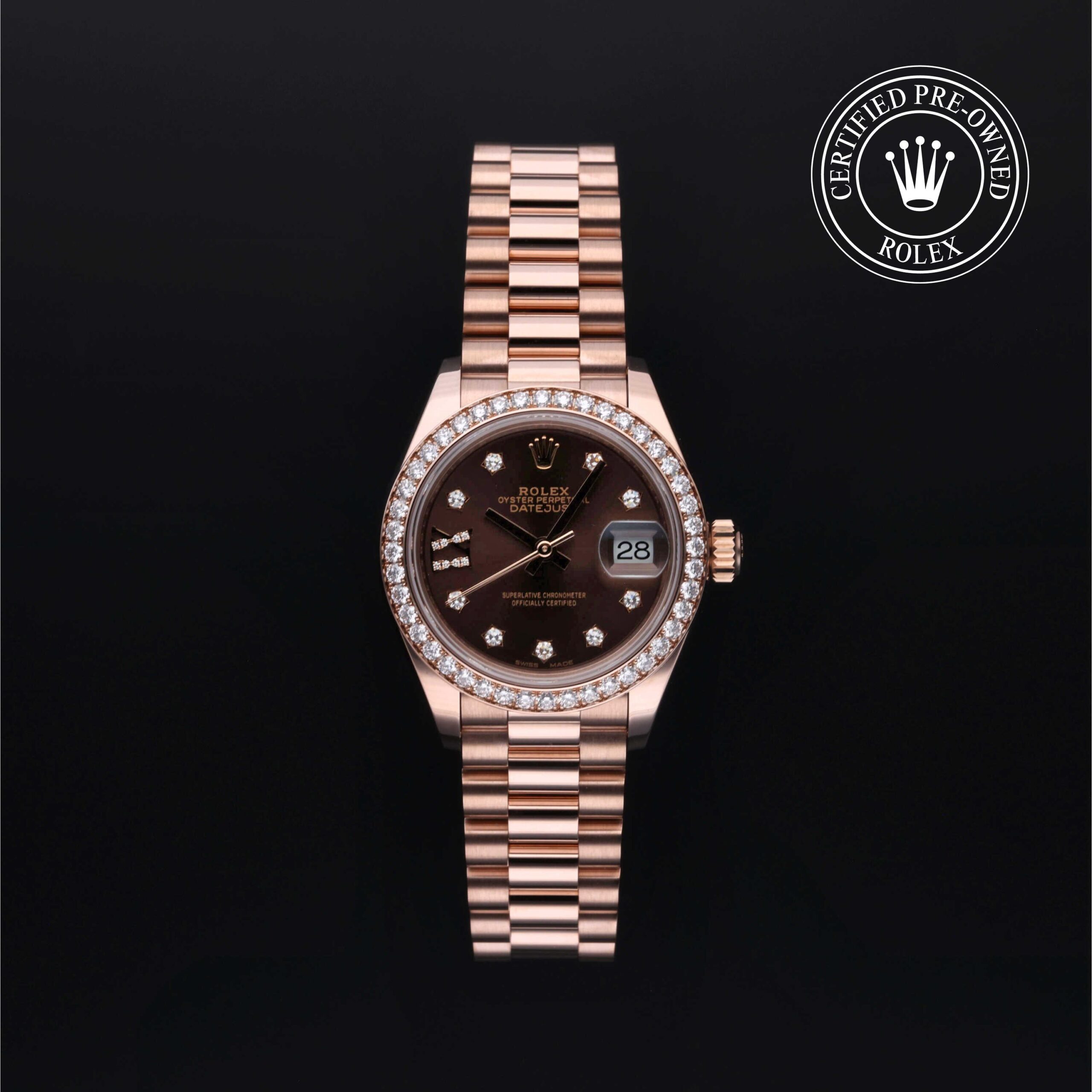Rolex Certified Pre-Owned Lady-Datejust 28mm Everose Gold 2019 Reference 279135RBR