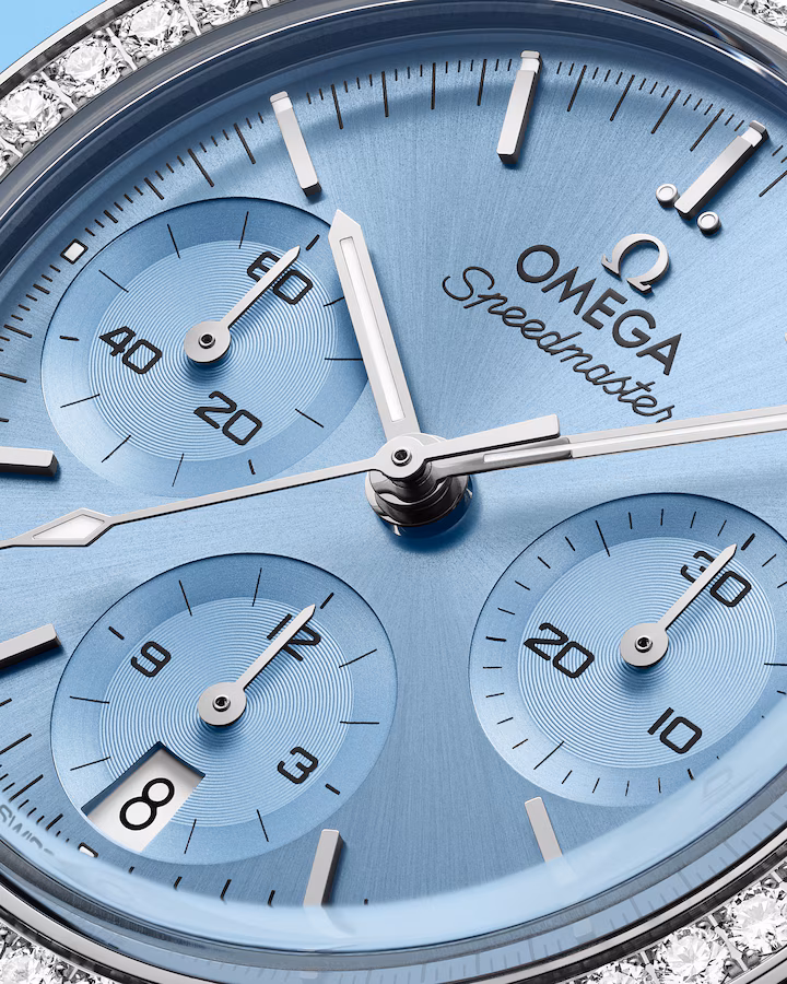 Speedmaster 38 blue dial diamond bezel