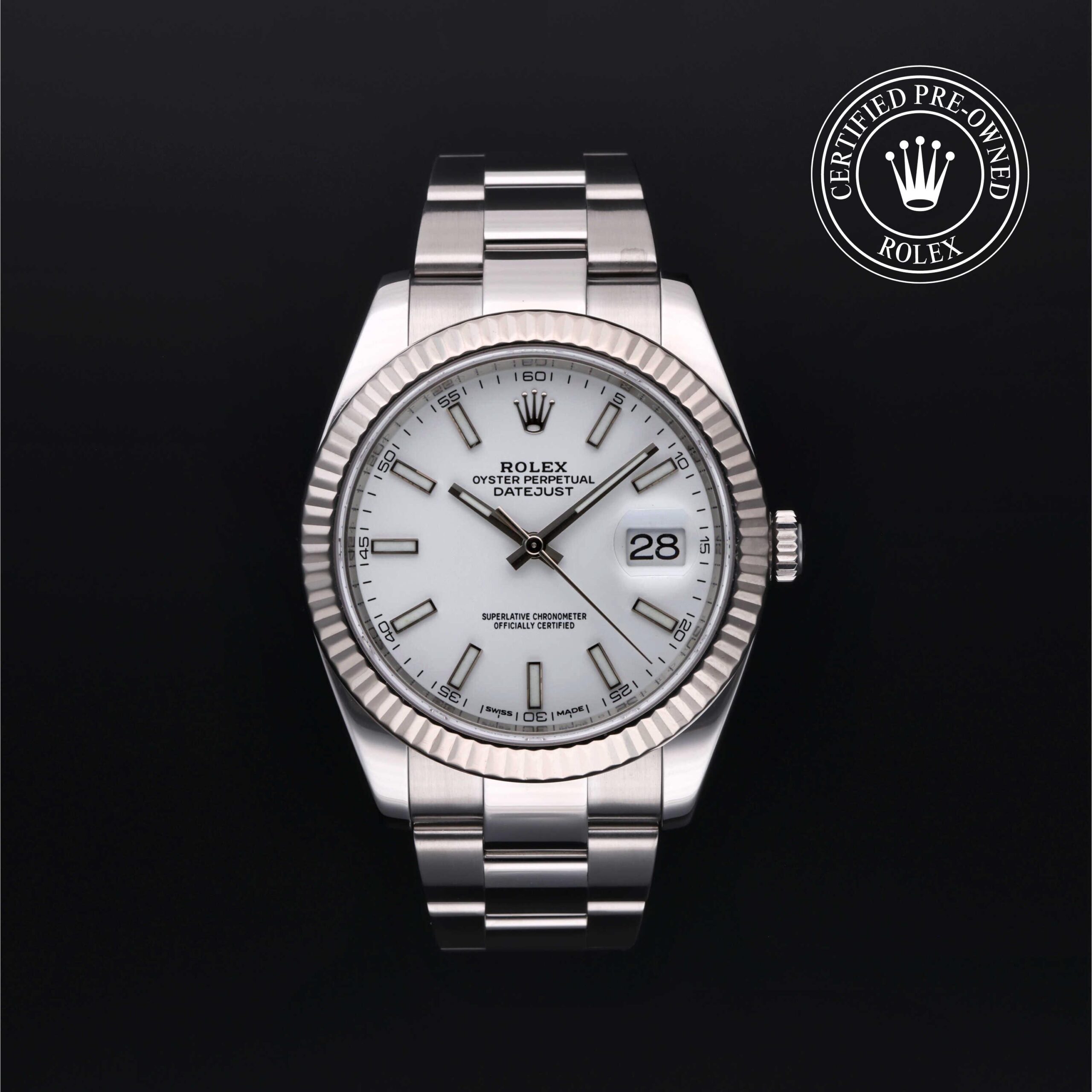 Rolex Certified Pre-Owned Datejust 41mm White Rolesor 2017 Reference 126334