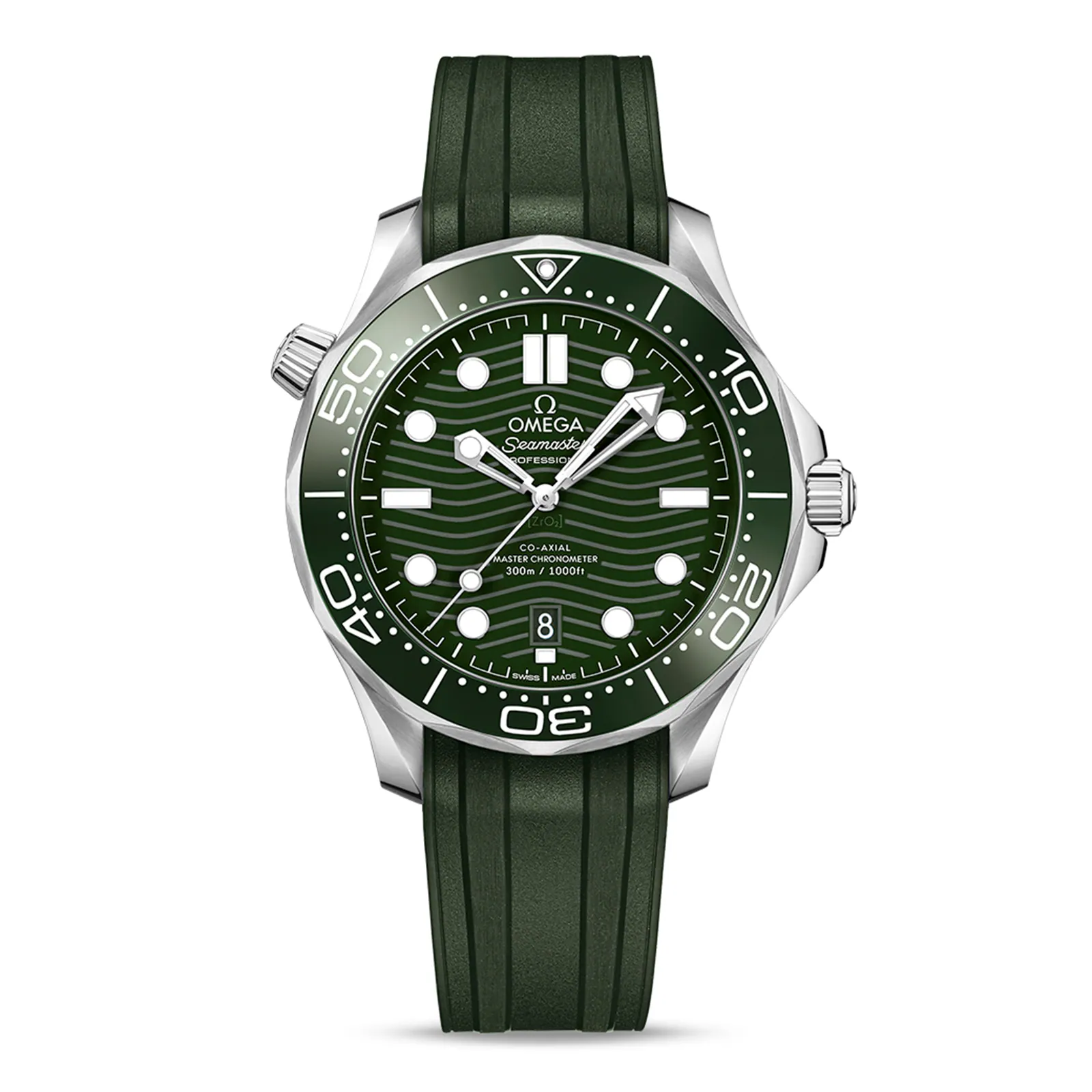 Omega Seamaster Diver 300M Green Dial Rubber Strap