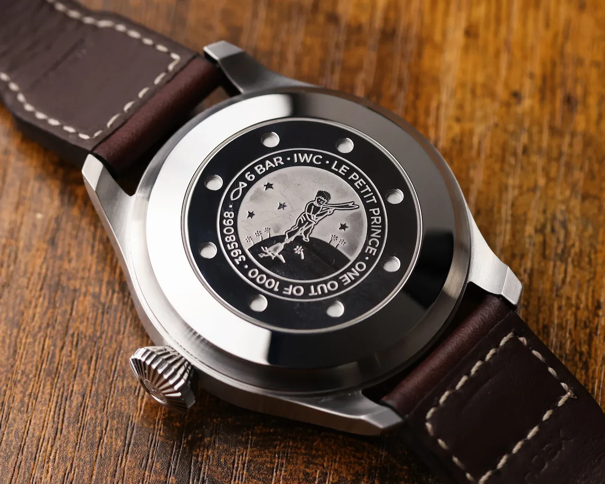 Caseback engraving of Le Petit Prince on the IWC Big Pilot IW500908 limited edition watch