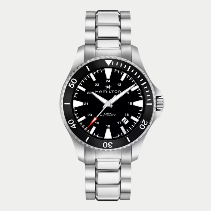 Hamilton Khaki Scuba Automatic 40mm H82335131 stainless steel dive watch with black dial and rotating bezel