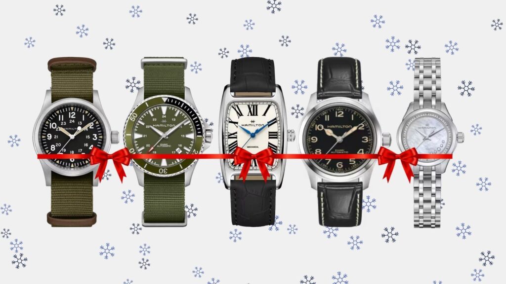 Hamilton Watches under 1k holiday themed snowflakes and bows