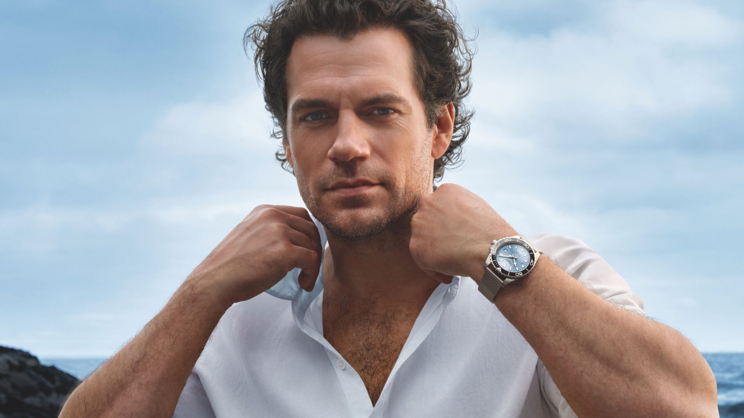 Hnery Cavill Wearing a Longines HydroConquest