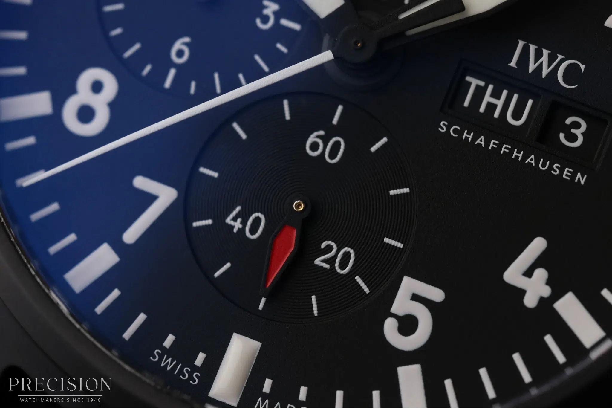 IWC Pilot's Watch TOP GUN chronograph subdial with red accent