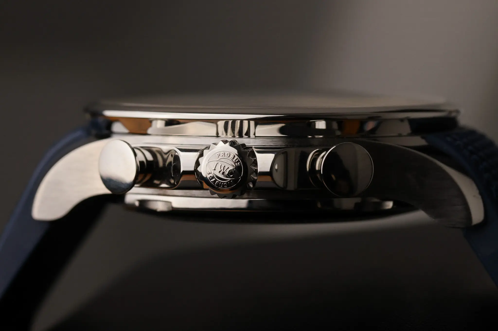 IWC Portugieser Yacht Club stainless steel case profile with pushers and crown guards