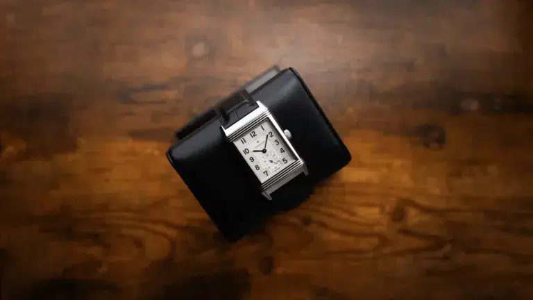 Jaeger-LeCoultre Reverso Grande 273.8.04 displayed on leather watch cushion
