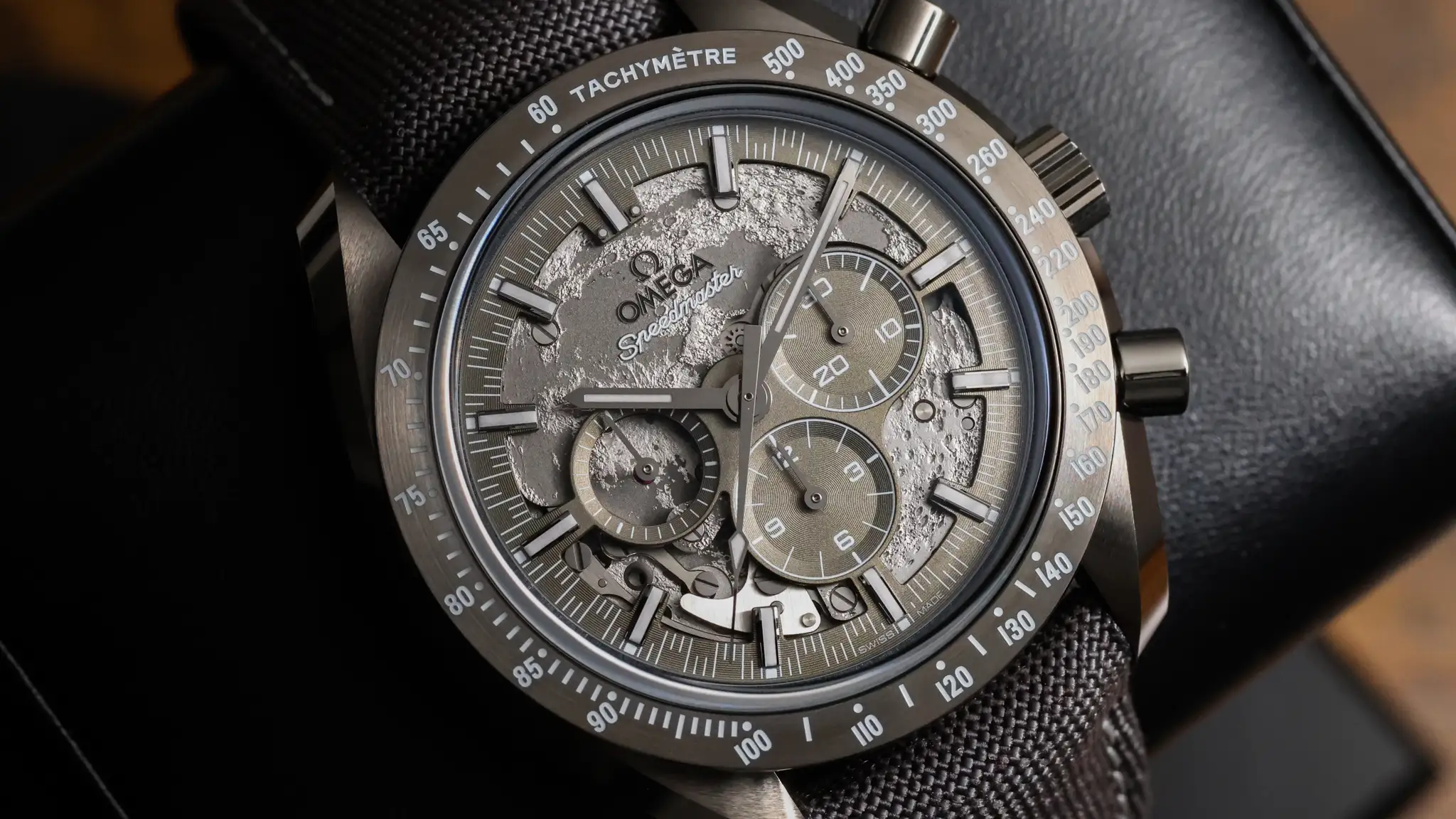 Omega Speedmaster Dark Side of the Moon front view