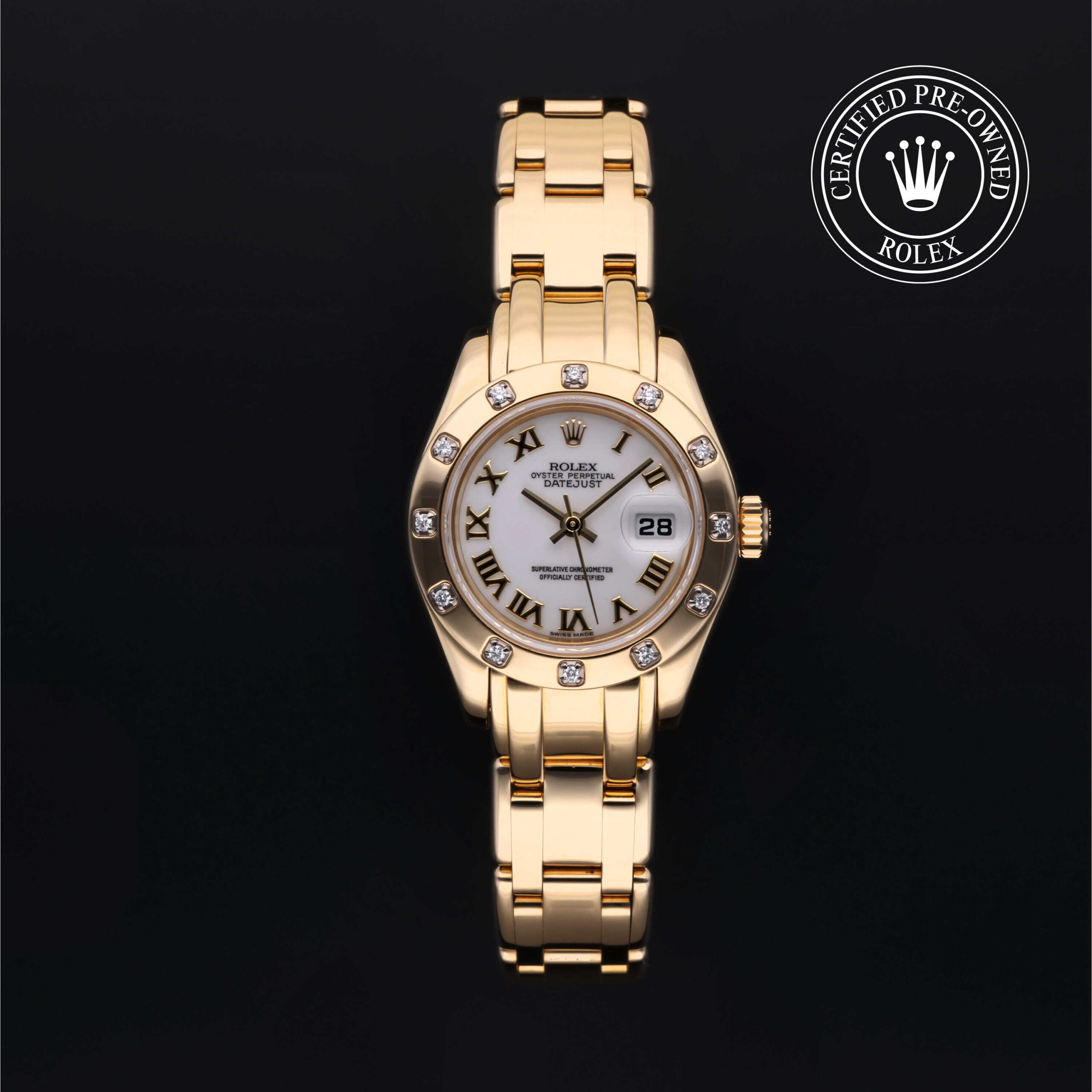 Rolex Pearlmaster 80318 Yellow Gold 29mm White Roman Dial